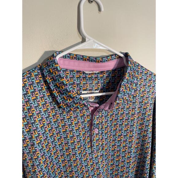 Swannies Men's Golf Polo Shirt Men’s XL Violet All Over Print Performance - Picture 2 of 11